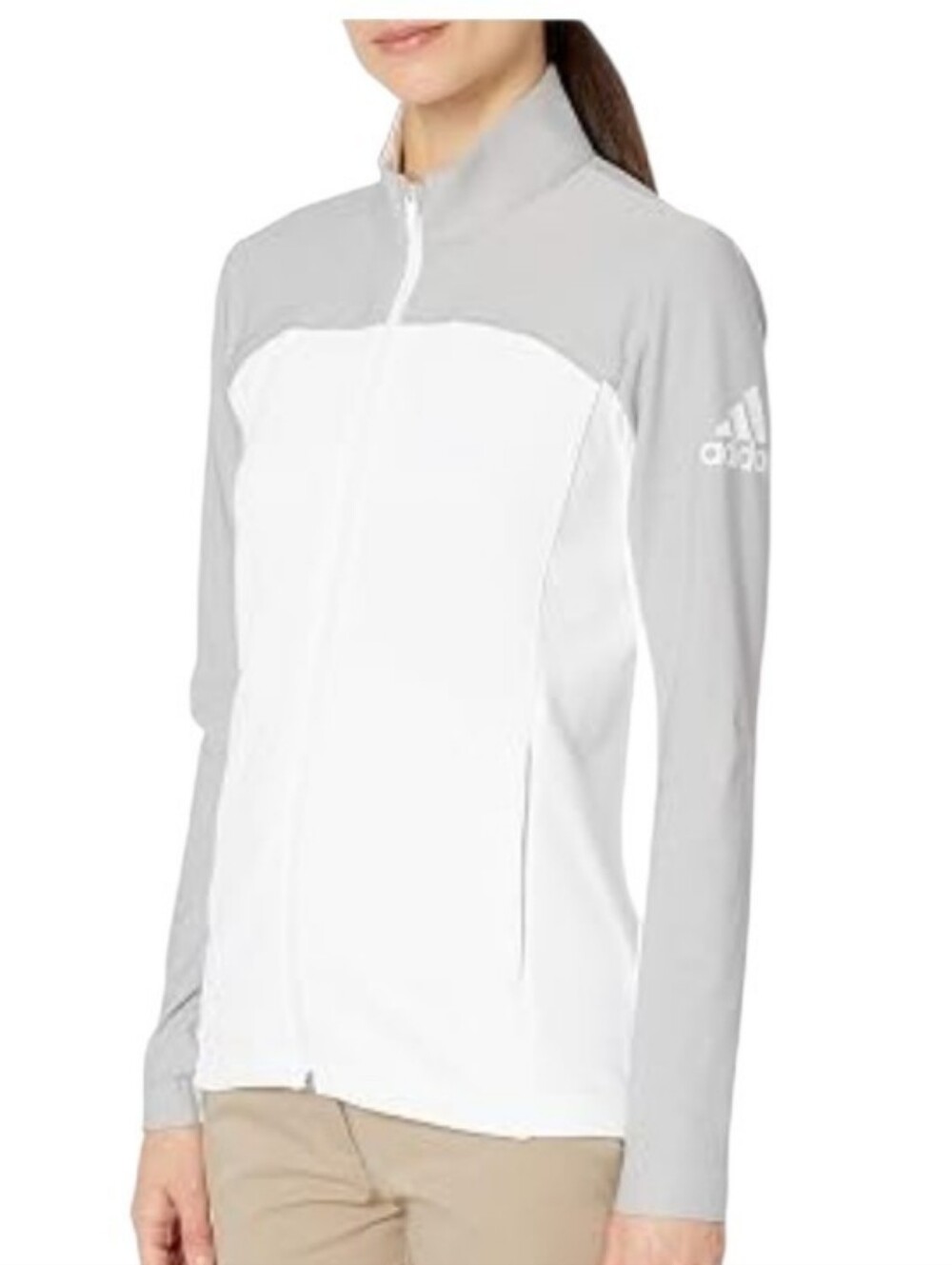 Adidas Women's Go-To Adapt Full Zip Golf Jacket white and gray Size Medium